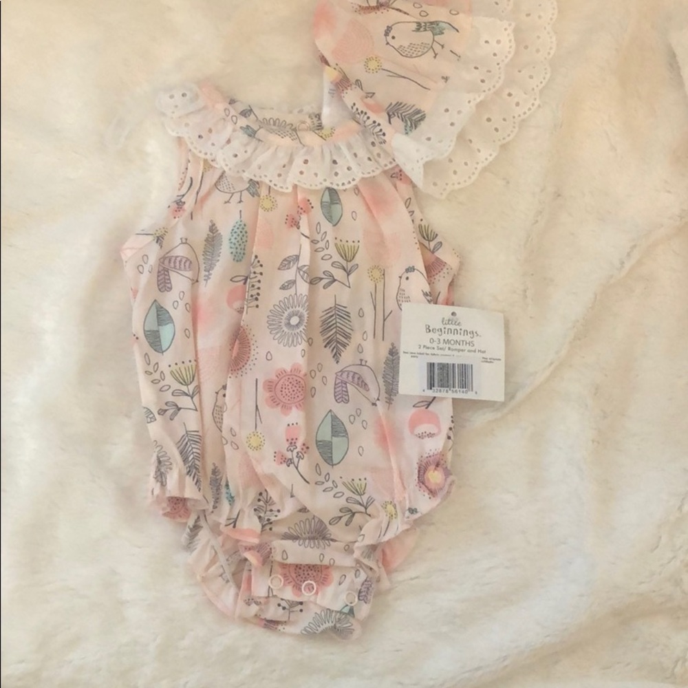 NWT Little Beginnings Romper and hat